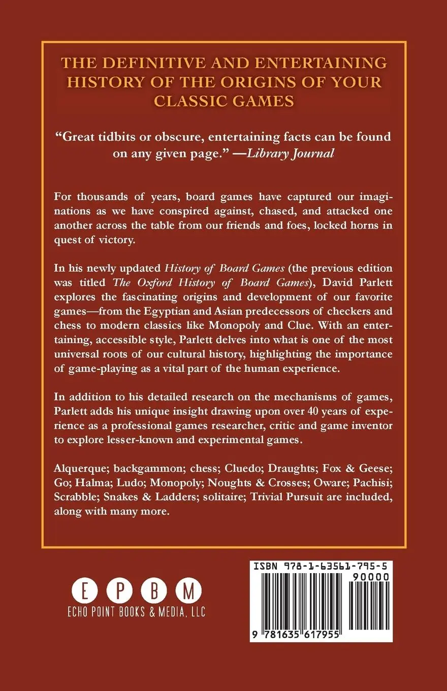 Rückseite: 9781635617955 | Oxford History of Board Games | David Parlett | Taschenbuch | Englisch