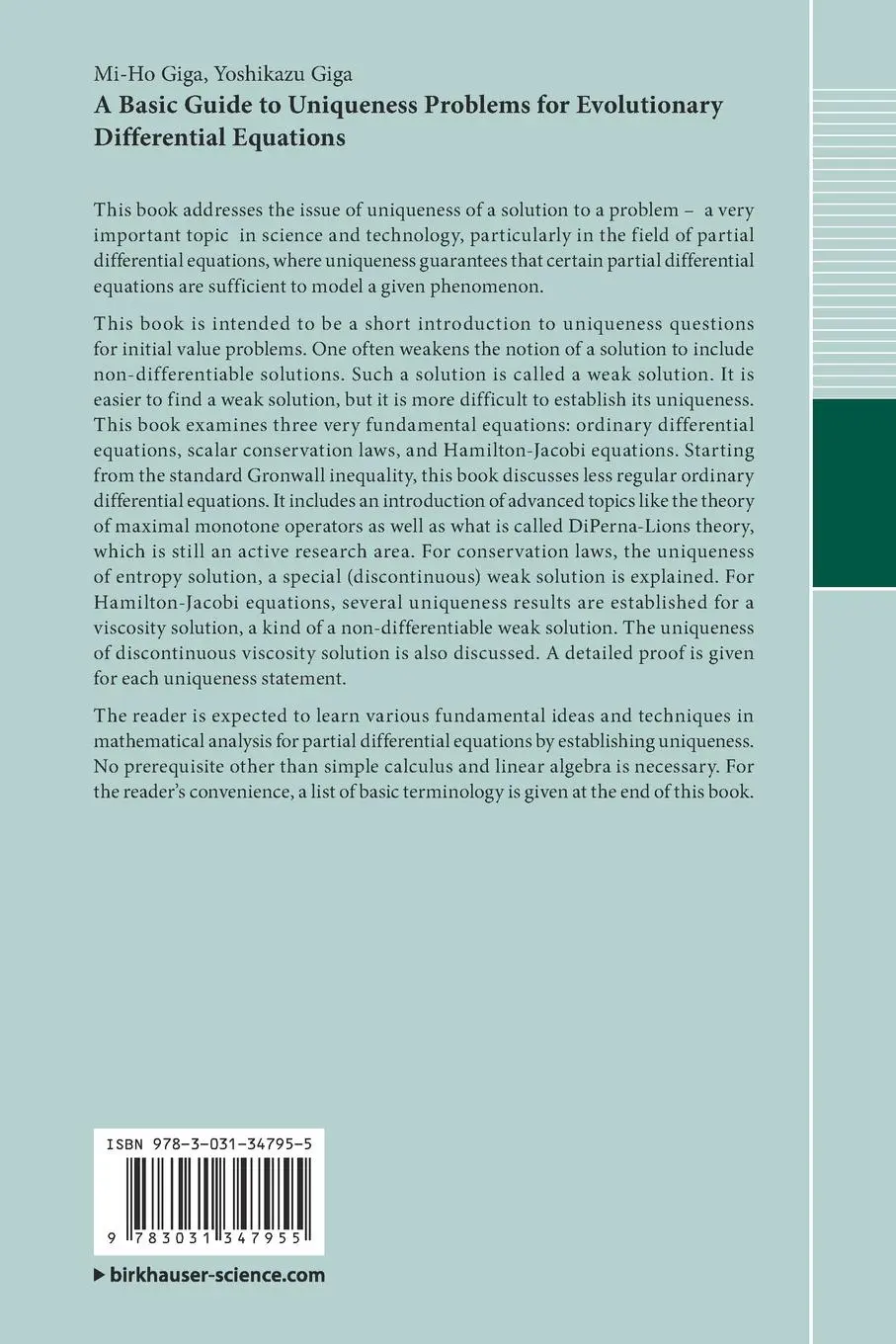 Rückseite: 9783031347955 | A Basic Guide to Uniqueness Problems for Evolutionary Differential...