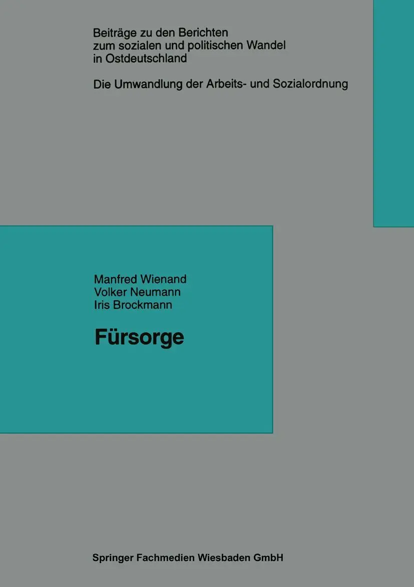 Cover: 9783322957955 | Fürsorge | Manfred Wienand | Taschenbuch | 134 S. | Deutsch | 2012