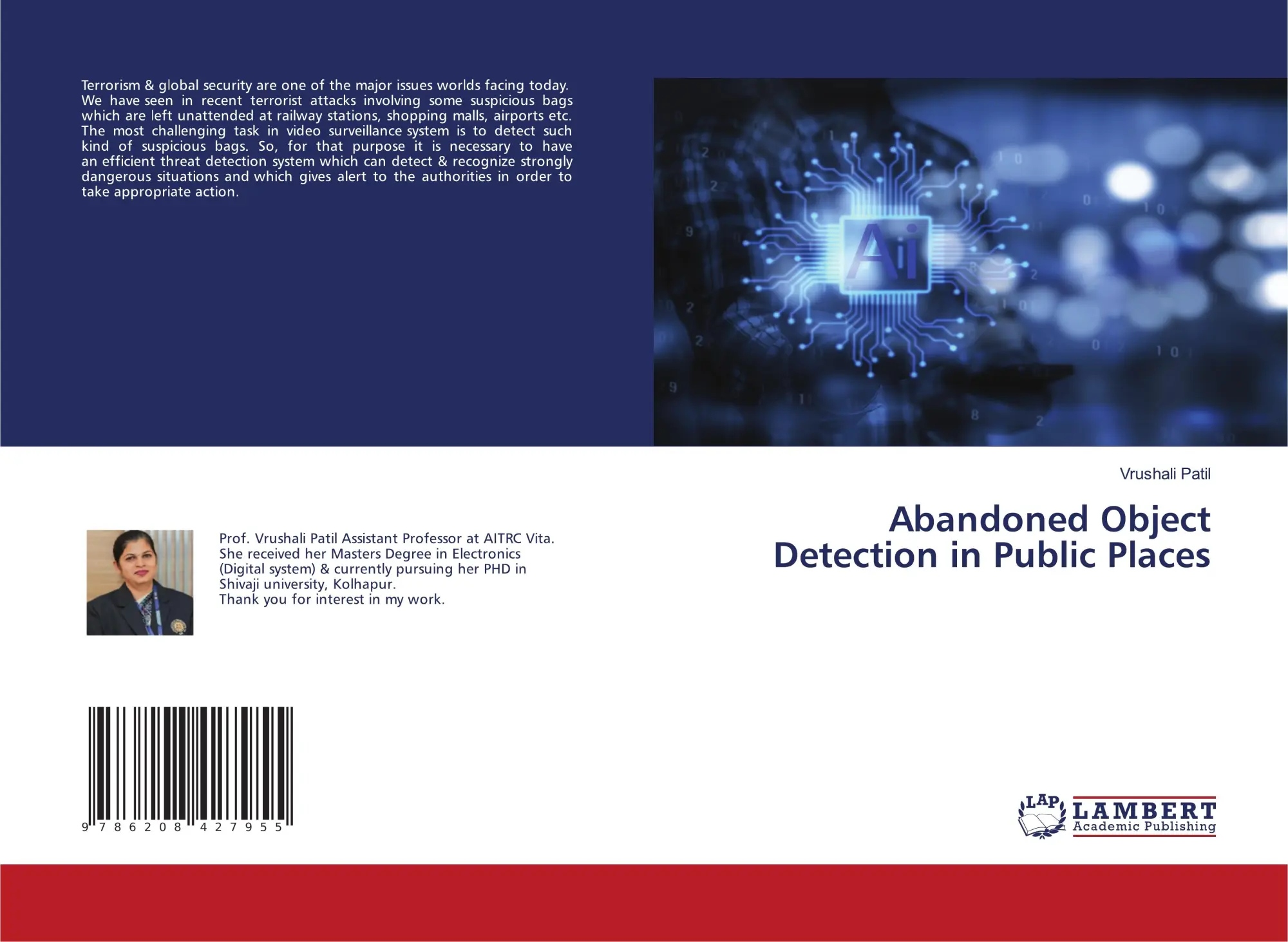 Cover: 9786208427955 | Abandoned Object Detection in Public Places | Vrushali Patil | Buch