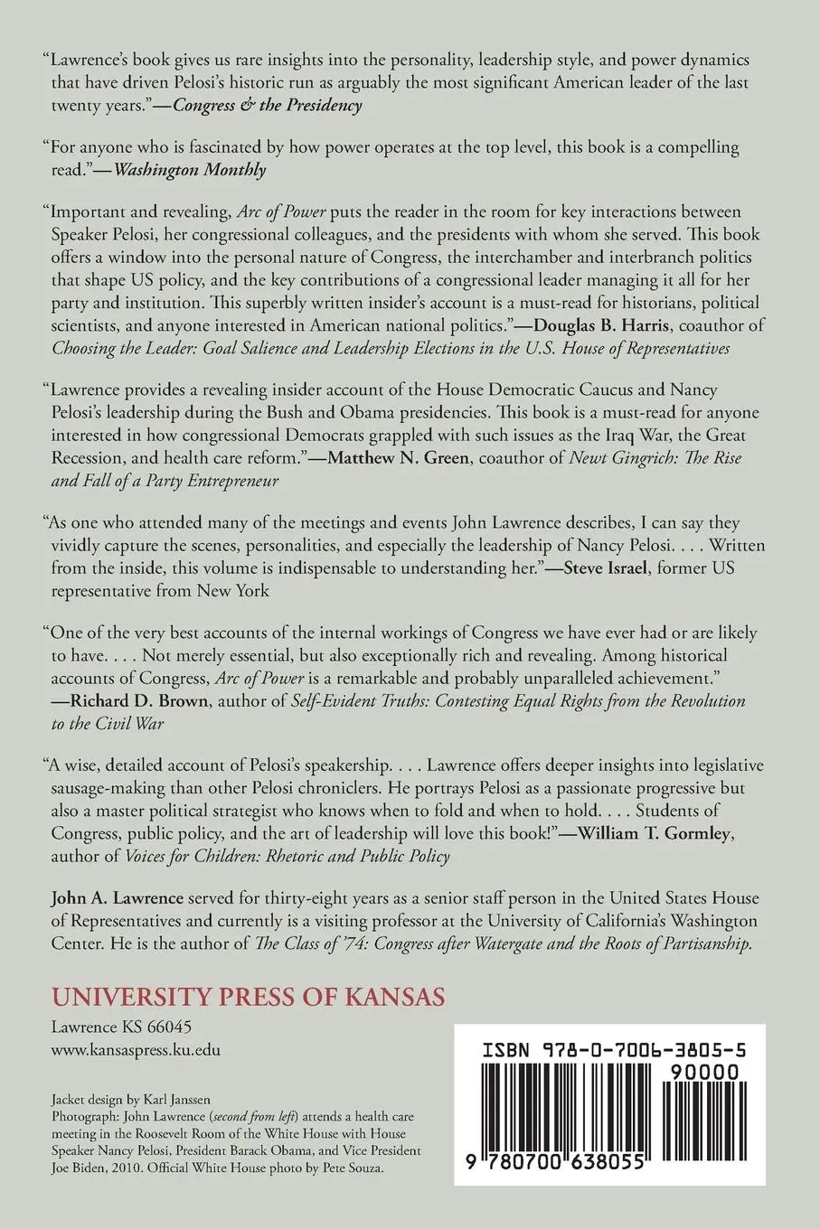 Rückseite: 9780700638055 | Arc of Power | Inside Nancy Pelosi's Speakership, 2005-2010 | Lawrence