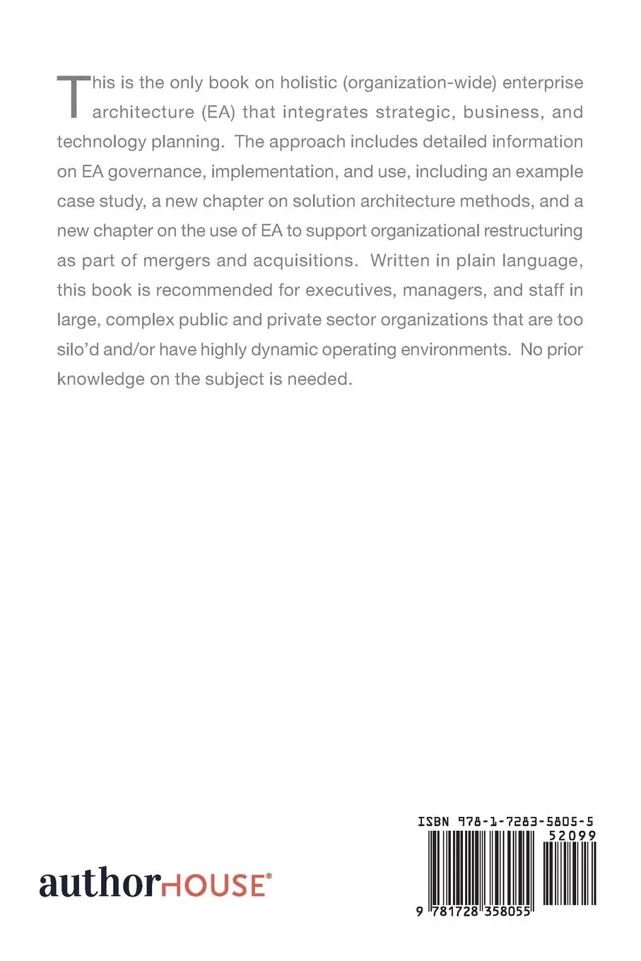 Rückseite: 9781728358055 | An Introduction to Holistic Enterprise Architecture | Fourth Edition