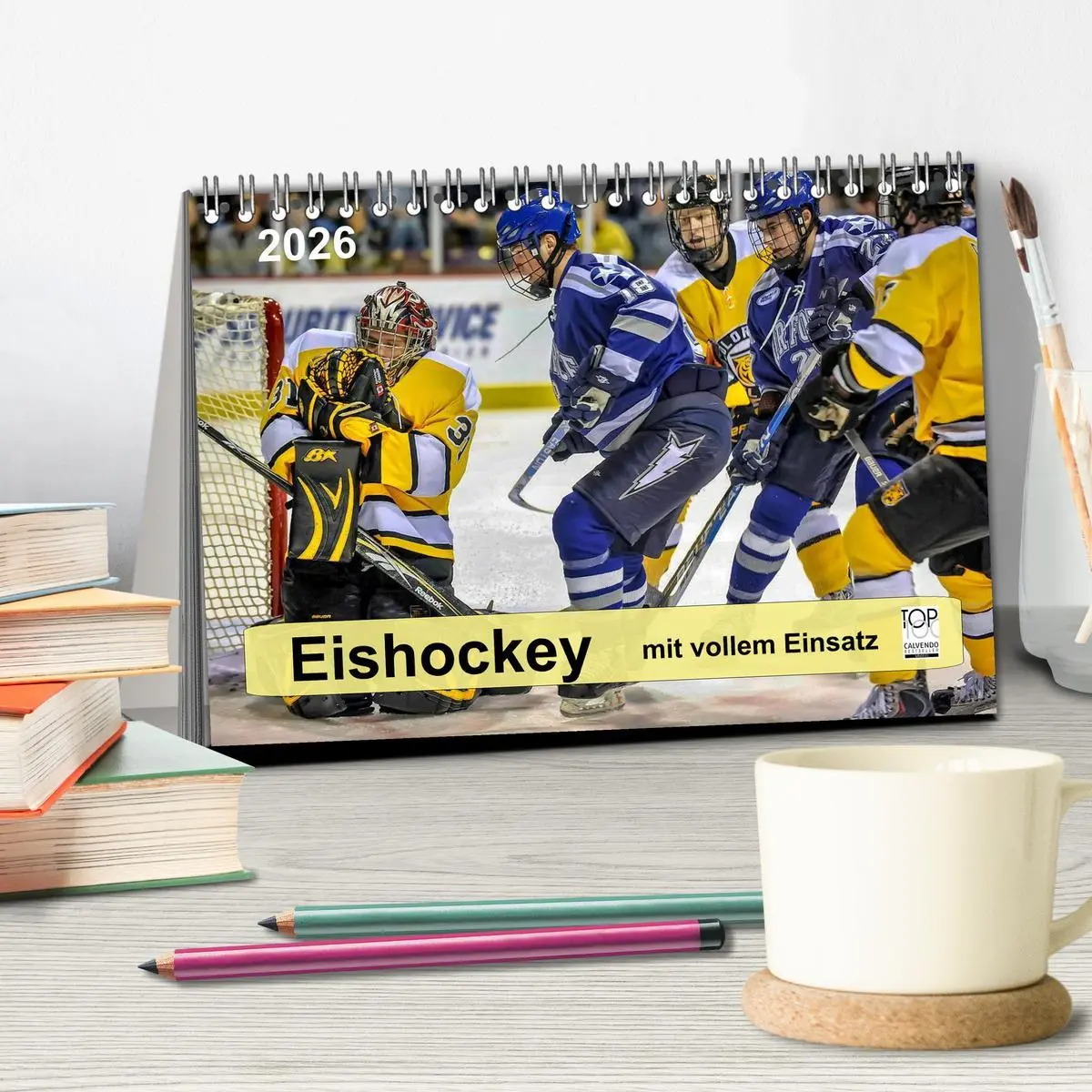 Bild: 9783516048155 | Mit vollem Einsatz - Eishockey (Tischkalender 2026 DIN A5 quer),...