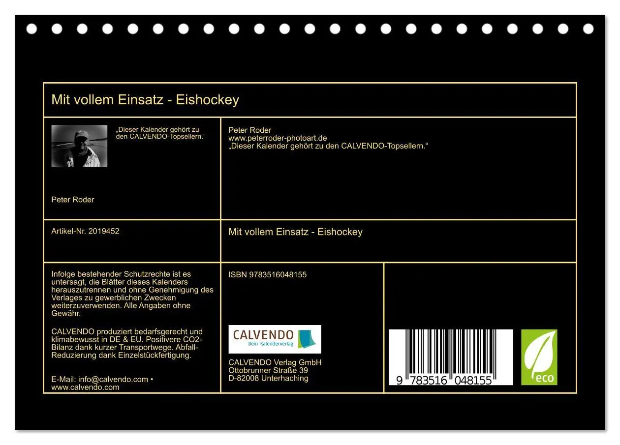 Bild: 9783516048155 | Mit vollem Einsatz - Eishockey (Tischkalender 2026 DIN A5 quer),...