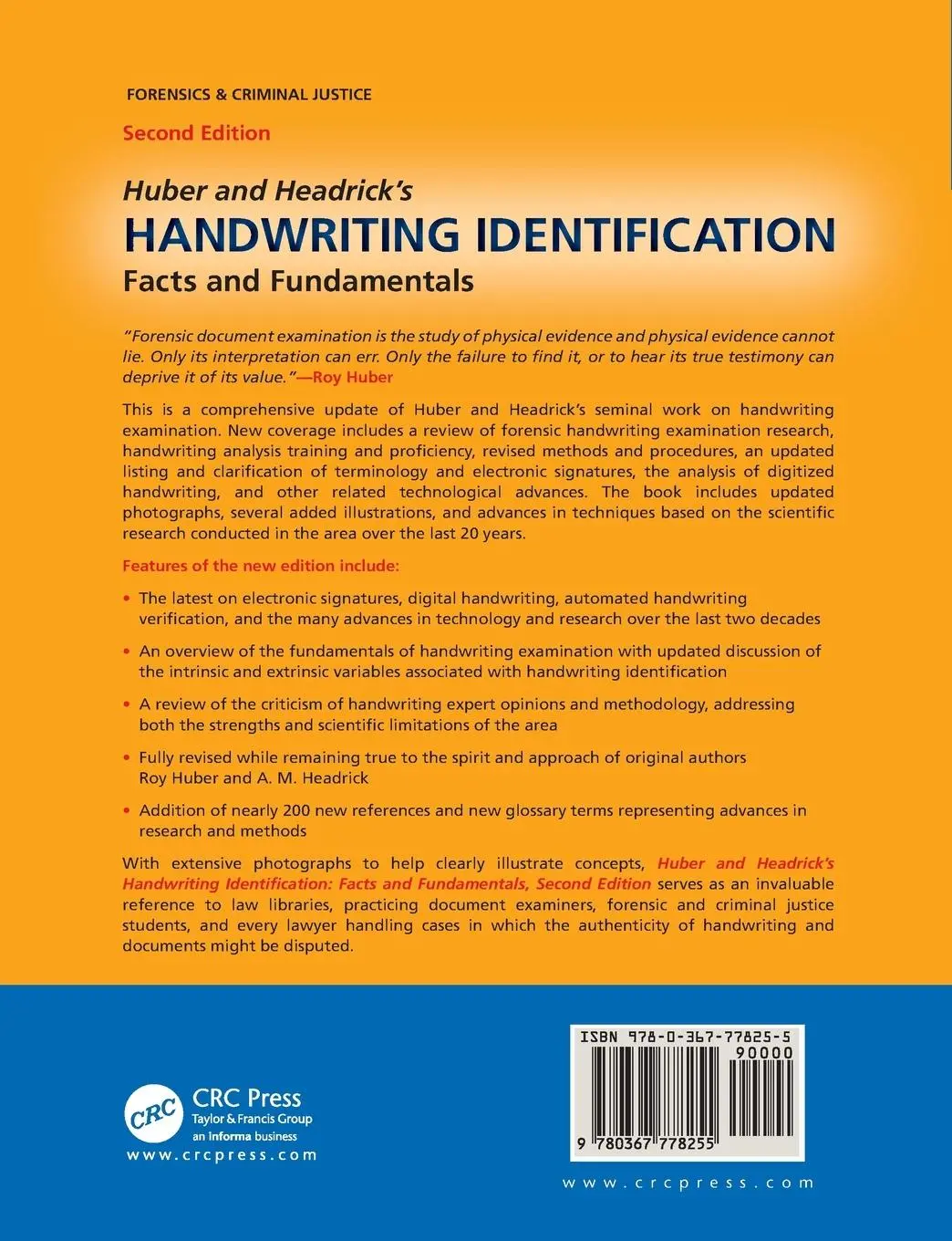 Rückseite: 9780367778255 | Huber and Headrick's Handwriting Identification | Harralson (u. a.)