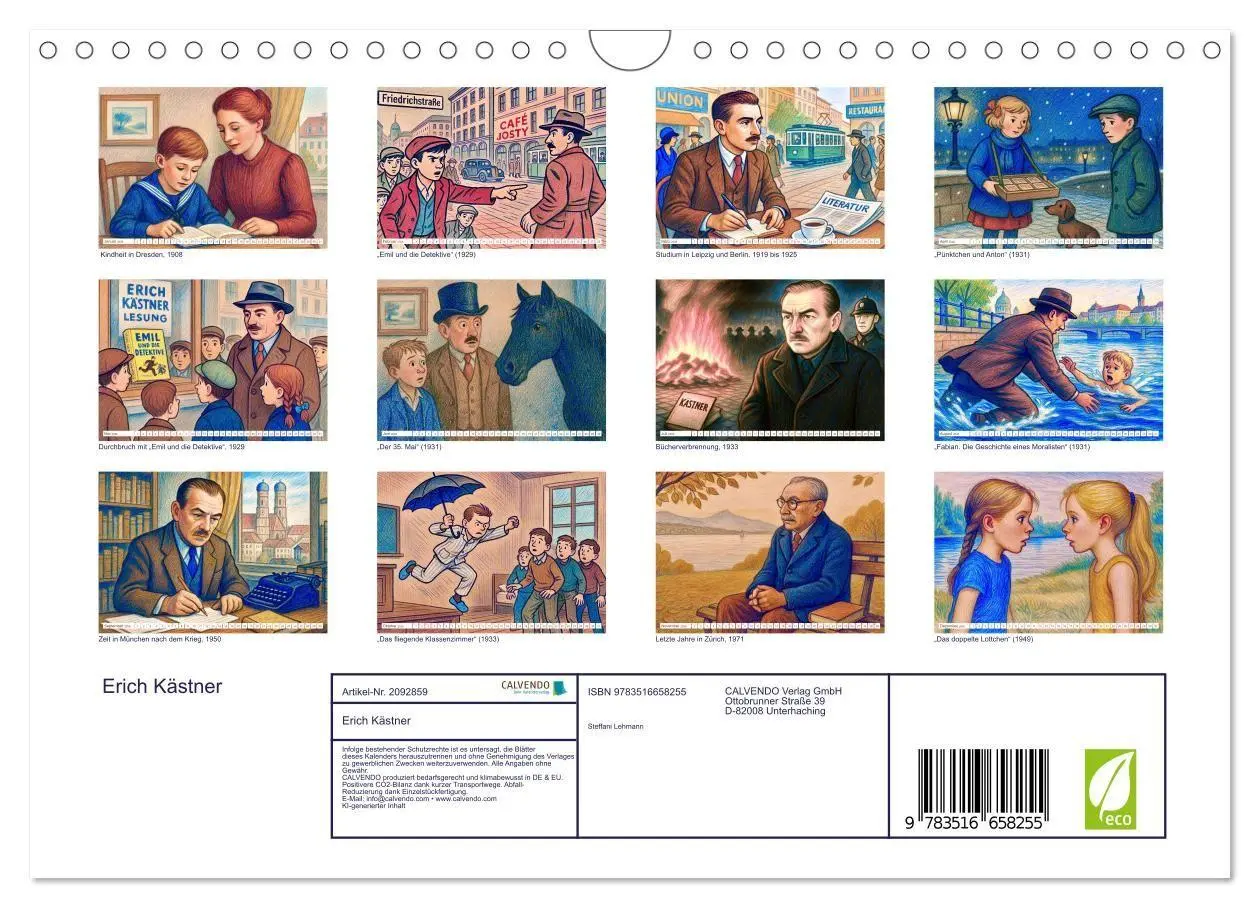 Bild: 9783516658255 | Erich Kästner (Wandkalender 2026 DIN A4 quer), CALVENDO Monatskalender
