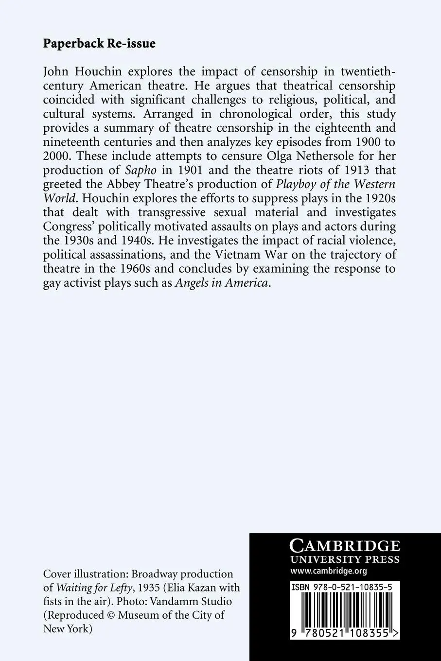Rückseite: 9780521108355 | Censorship of the American Theatre in the Twentieth Century | Houchin