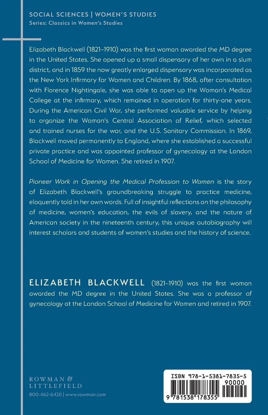 Rückseite: 9781538178355 | Pioneer Work in Opening the Medical Profession to Women | Blackwell