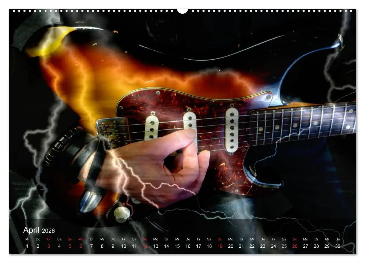 Bild: 9783516028355 | Rockgitarren Power (Wandkalender 2026 DIN A2 quer), CALVENDO...