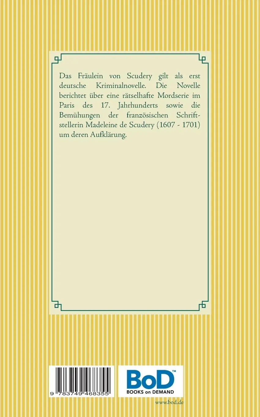 Rückseite: 9783749468355 | Das Fräulein von Scudery | Band 15 | E. T. A. Hoffmann | Taschenbuch