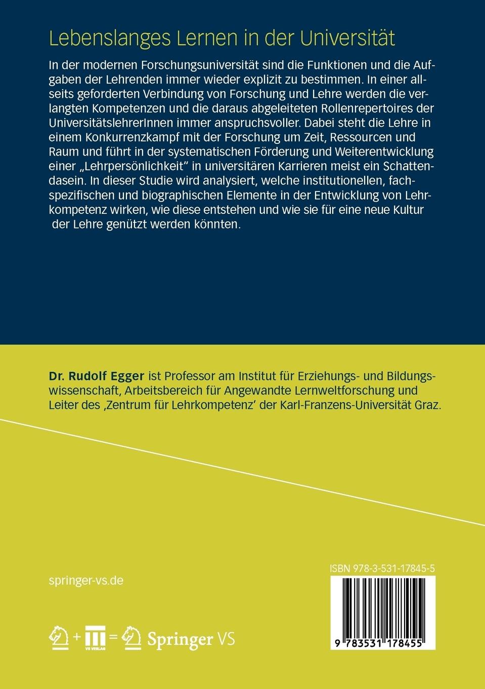 Rückseite: 9783531178455 | Lebenslanges Lernen in der Universität | Rudolf Egger | Taschenbuch