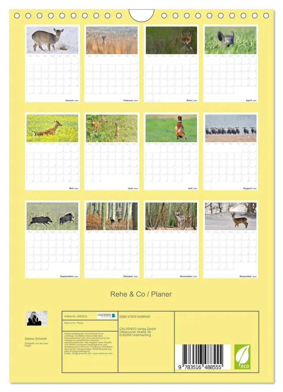 Bild: 9783516488555 | Rehe &amp; Co / Planer (Wandkalender 2026 DIN A4 hoch), CALVENDO...