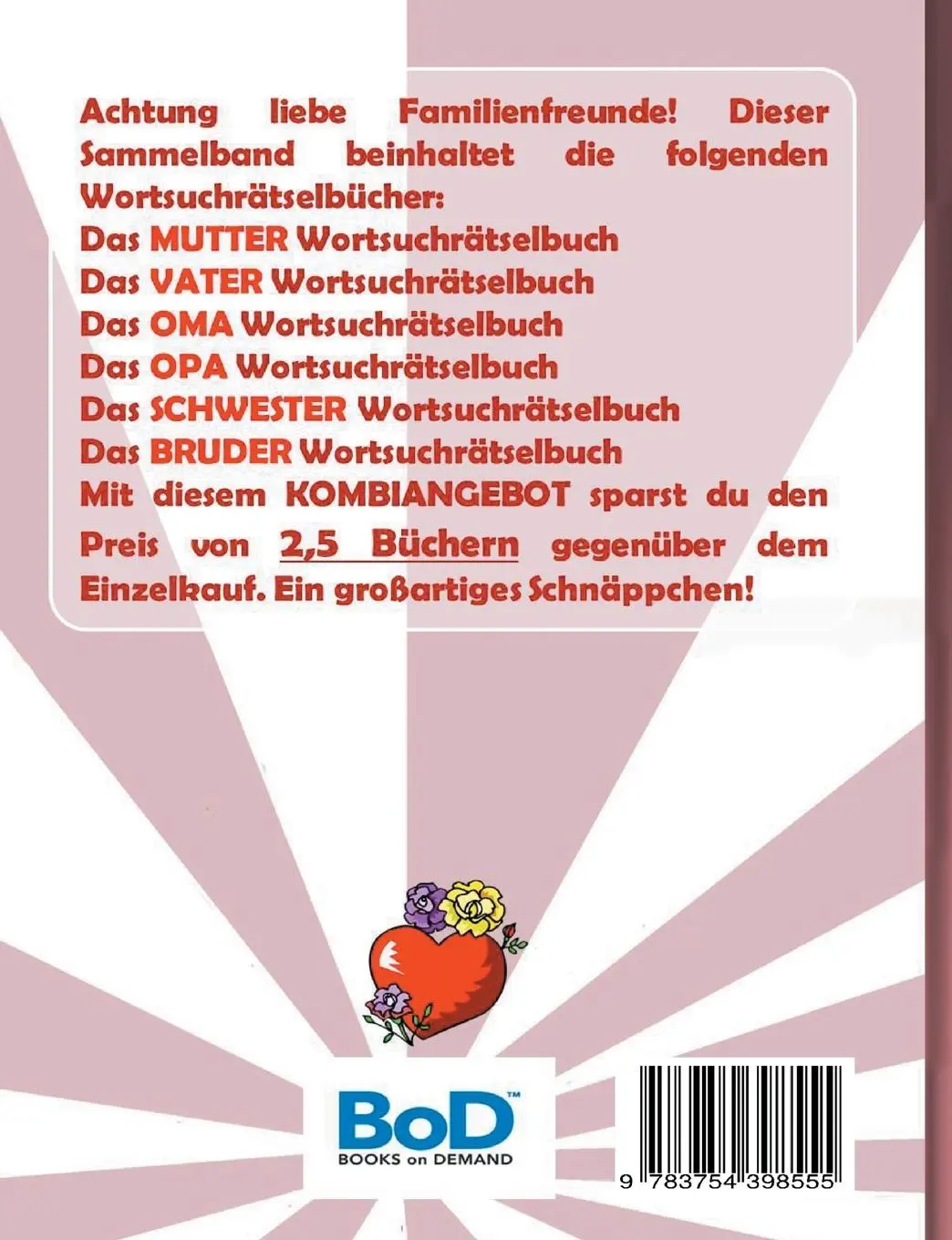 Rückseite: 9783754398555 | WORTSUCHRÄTSEL 6 in 1 SAMMELBAND MUTTER, VATER, OMA, OPA, BRUDER...