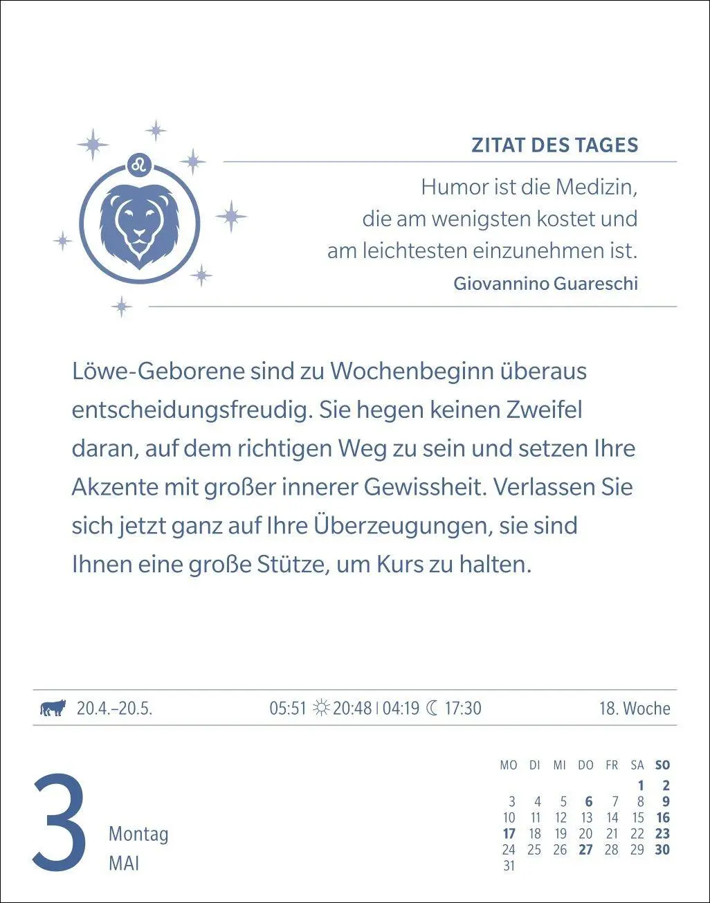 Bild: 9783840038655 | Löwe Sternzeichenkalender 2027 - Tagesabreißkalender - Ihr Horoskop...