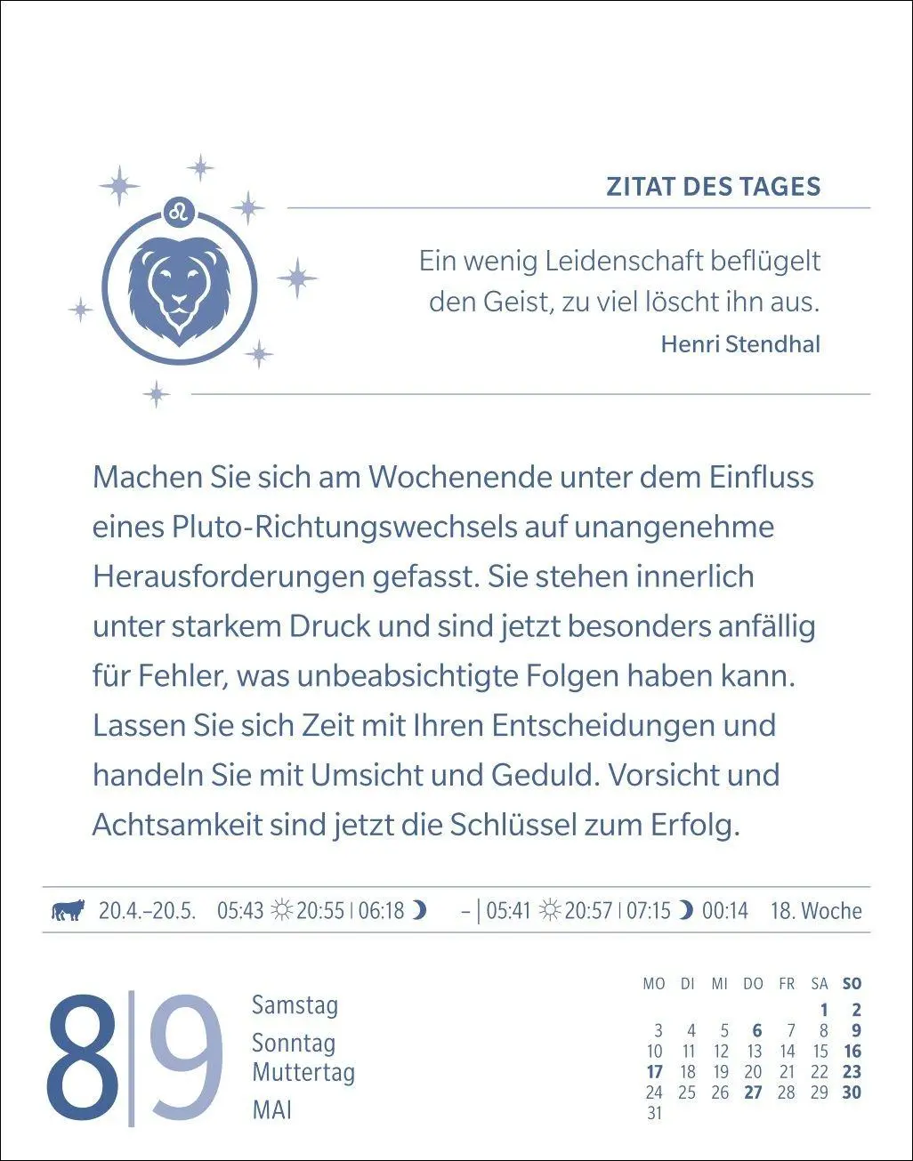 Bild: 9783840038655 | Löwe Sternzeichenkalender 2027 - Tagesabreißkalender - Ihr Horoskop...