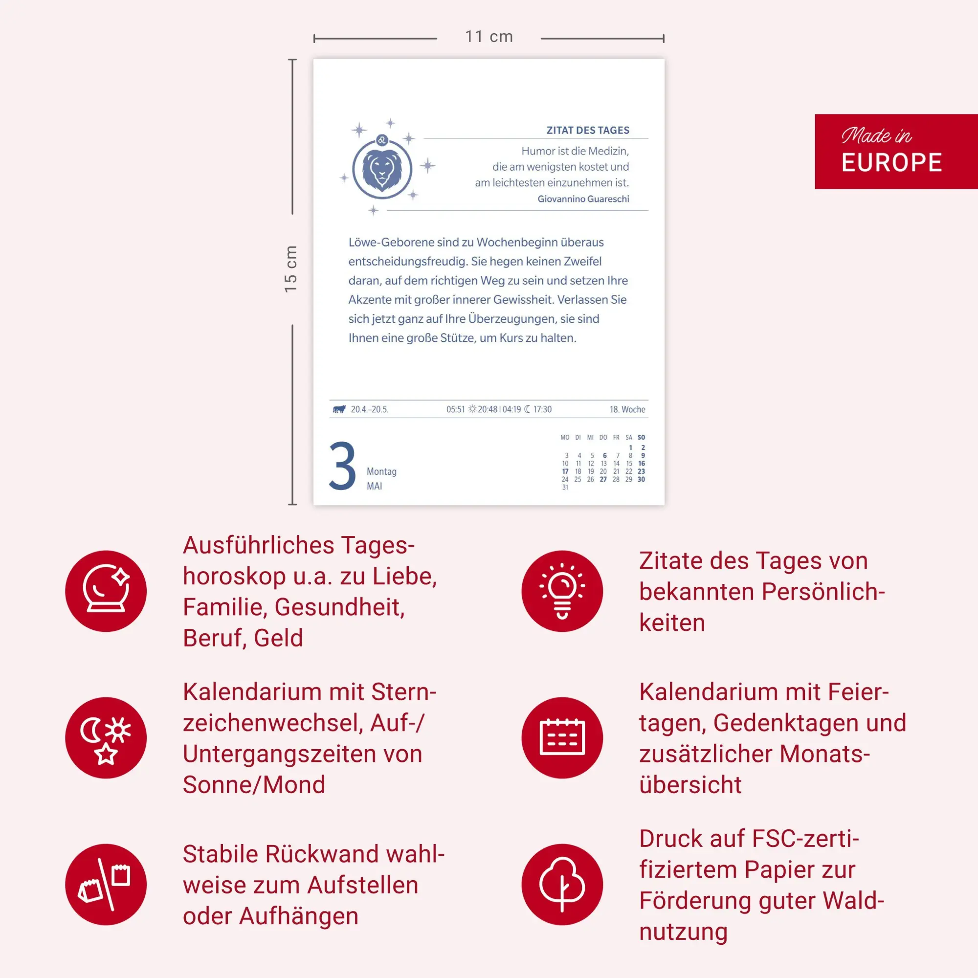 Bild: 9783840038655 | Löwe Sternzeichenkalender 2027 - Tagesabreißkalender - Ihr Horoskop...
