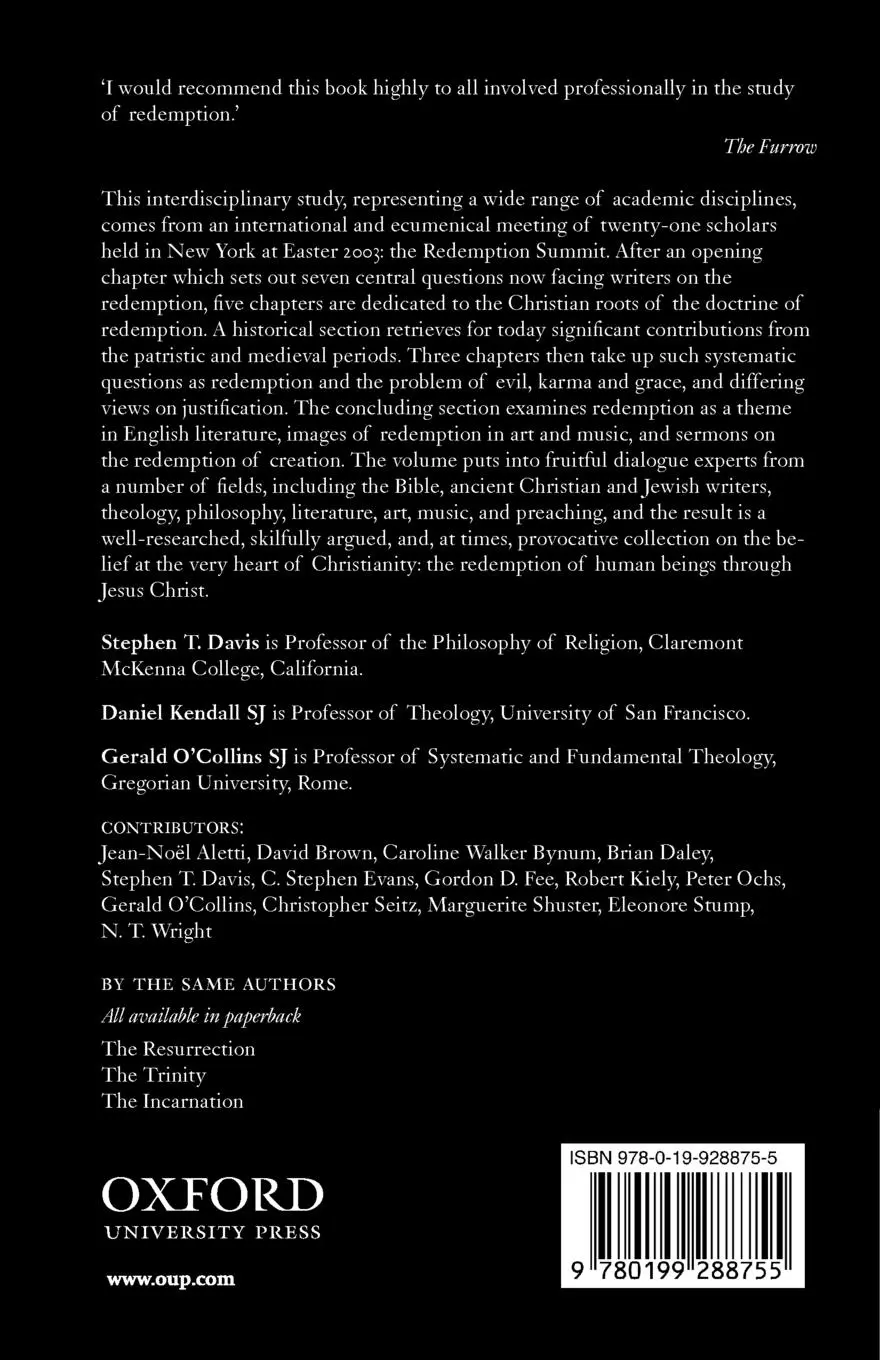 Rückseite: 9780199288755 | The Redemption | An Interdisciplinary Symposium on Christ as Redeemer