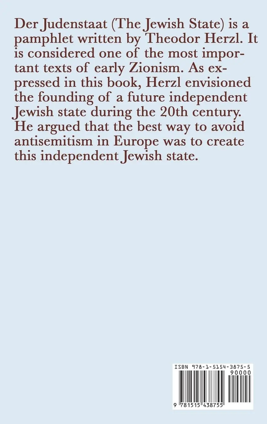 Rückseite: 9781515438755 | The Jewish State | Theodor Herzl | Buch | Englisch | 2018 | SMK Books