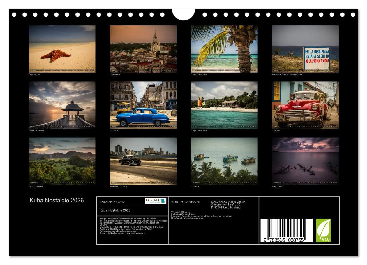 Bild: 9783516088755 | Kuba Nostalgie 2026 (Wandkalender 2026 DIN A4 quer), CALVENDO...