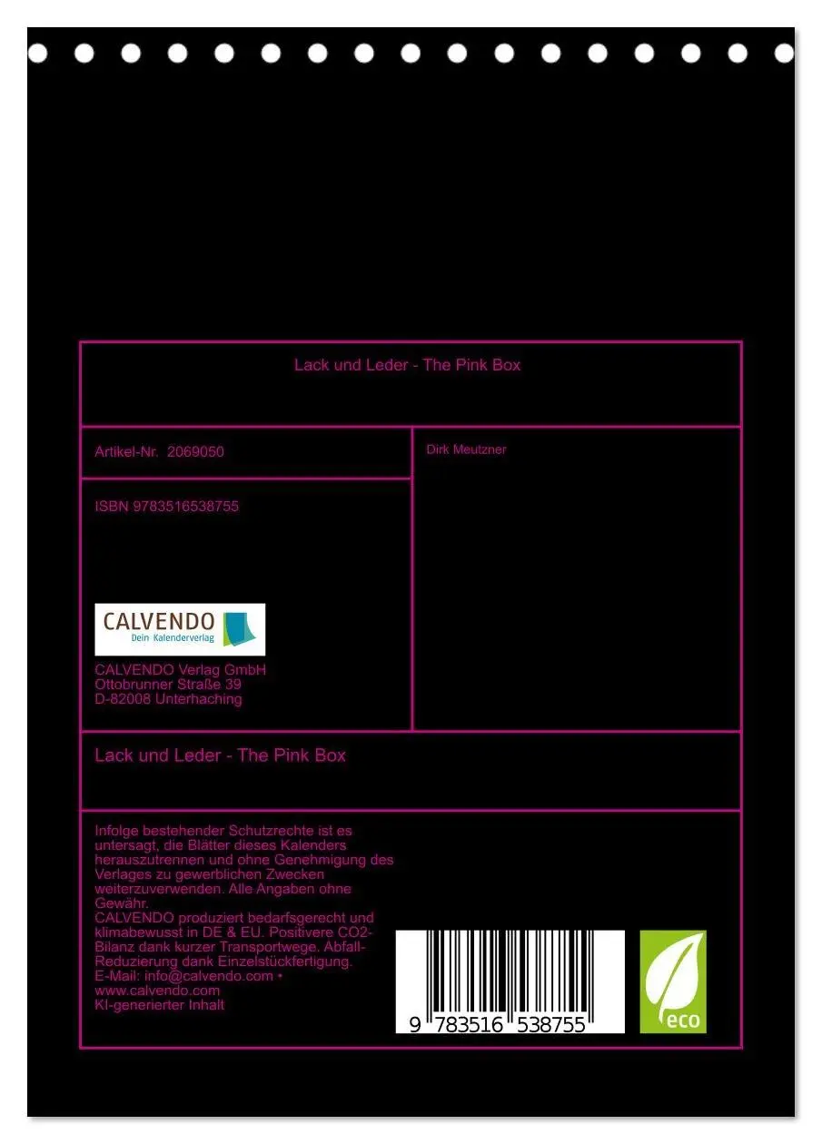 Bild: 9783516538755 | Lack und Leder - The Pink Box (Tischkalender 2026 DIN A5 hoch),...