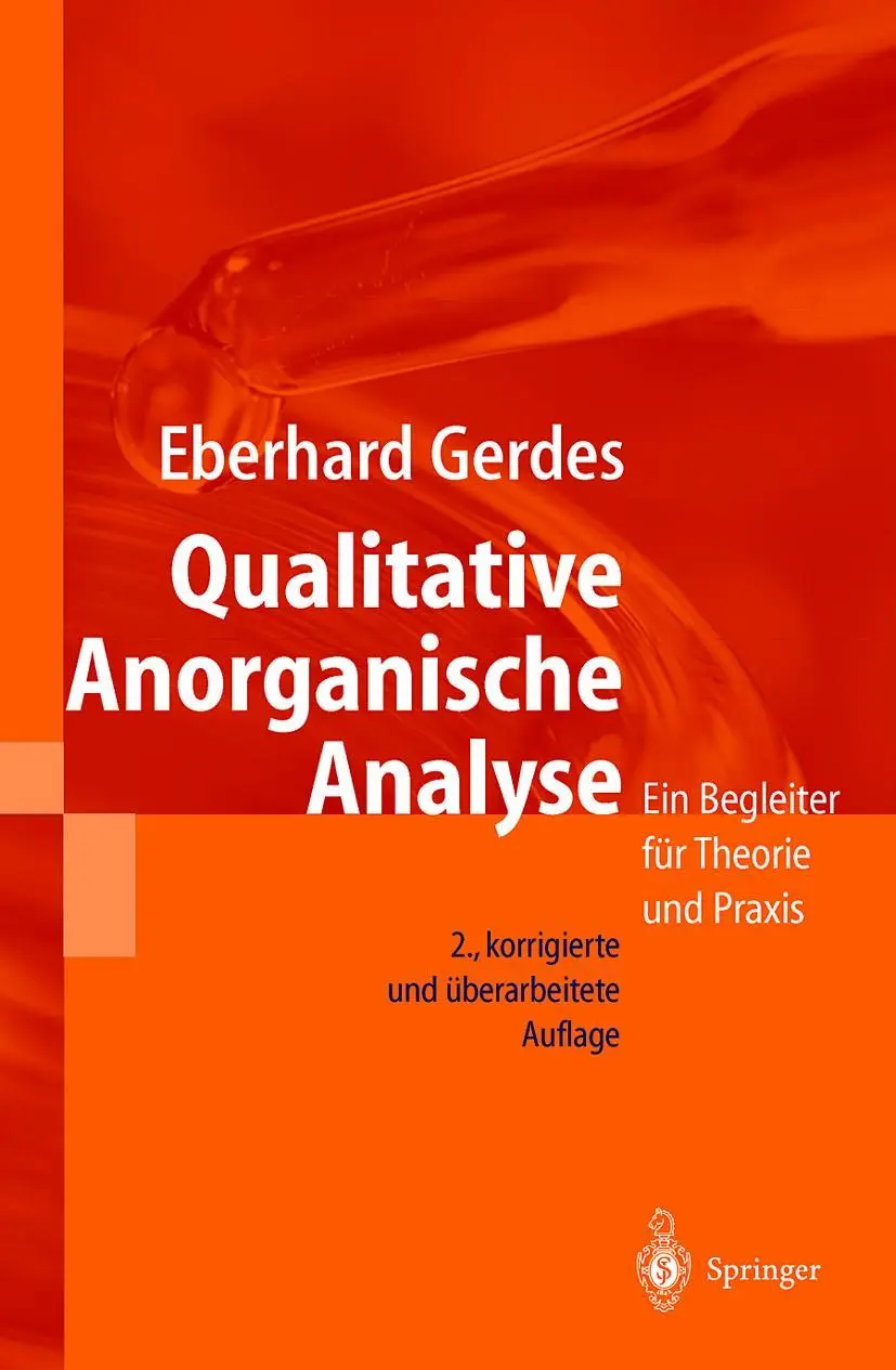 Cover: 9783540678755 | Qualitative Anorganische Analyse | Eberhard Gerdes | Taschenbuch | xii Cover: 9783540678755 | Qualitative Anorganische Analyse | Eberhard Gerdes | Taschenbuch | xii