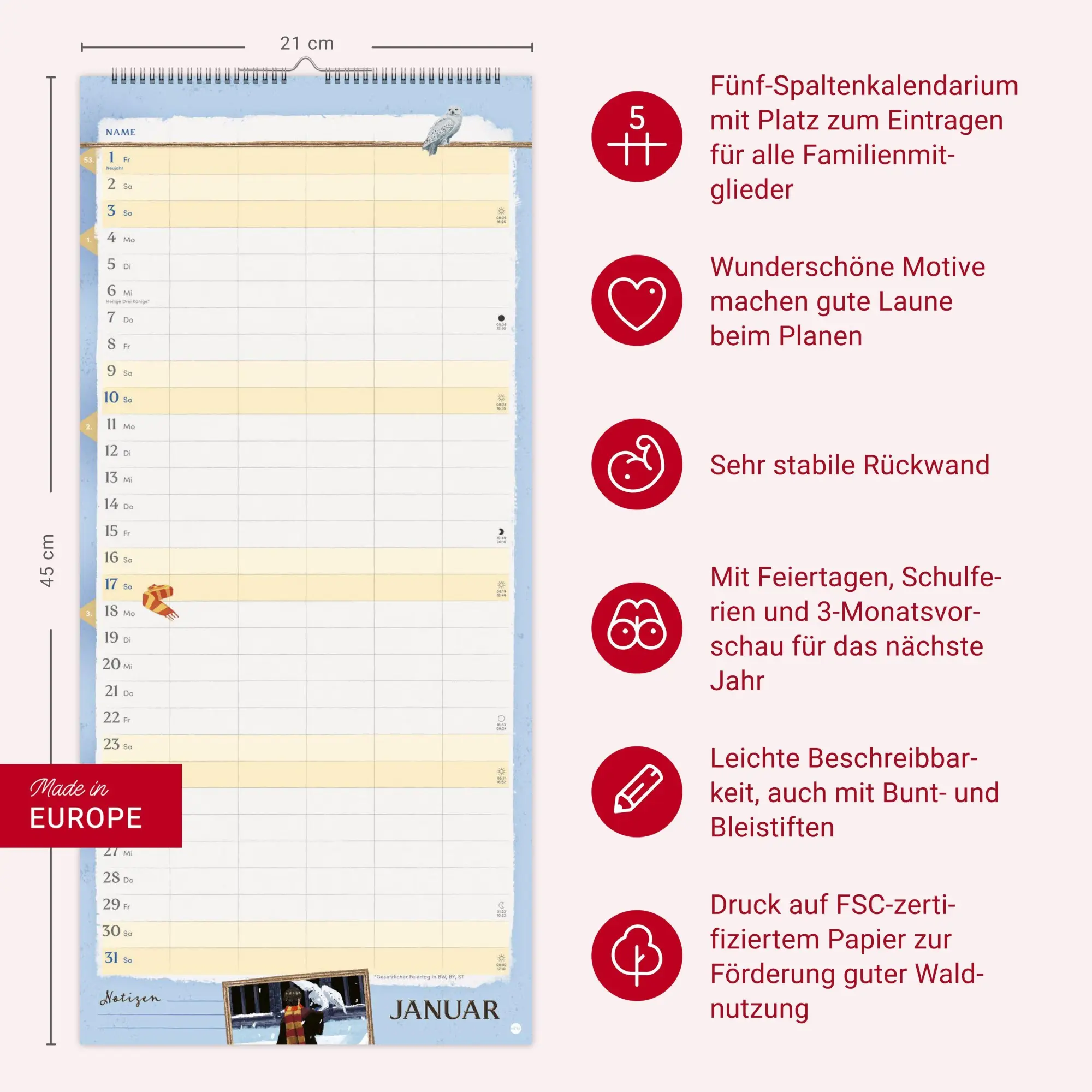 Bild: 9783756418855 | Harry Potter Familienplaner 2027 | Kalender | 15 S. | Deutsch | 2027