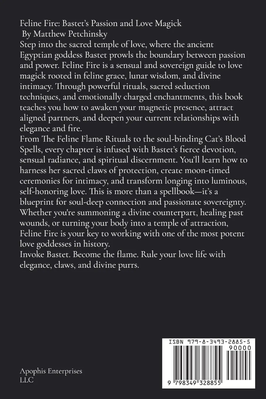 Rückseite: 9798349328855 | Feline Fire | Bastet's Passion and Love Magick | Matthew Petchinsky