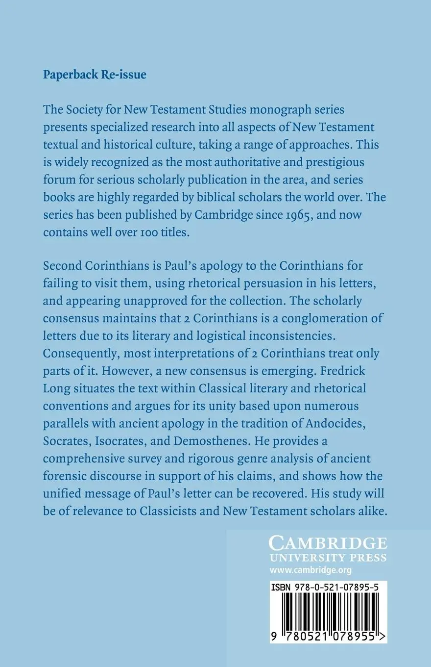 Rückseite: 9780521078955 | Ancient Rhetoric and Paul's Apology | Fredrick J. Long | Taschenbuch