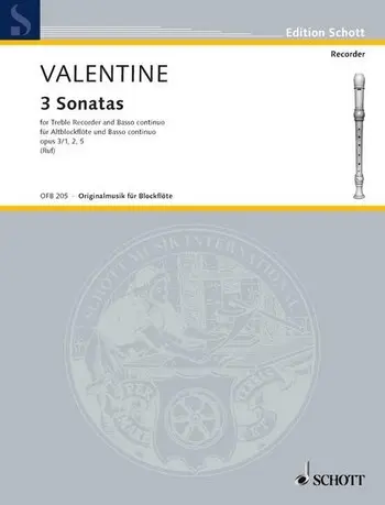 Cover: 9790001148955 | 3 Sonatas op. 3 | Robert Valentine | Buch | 2008 | Schott Music