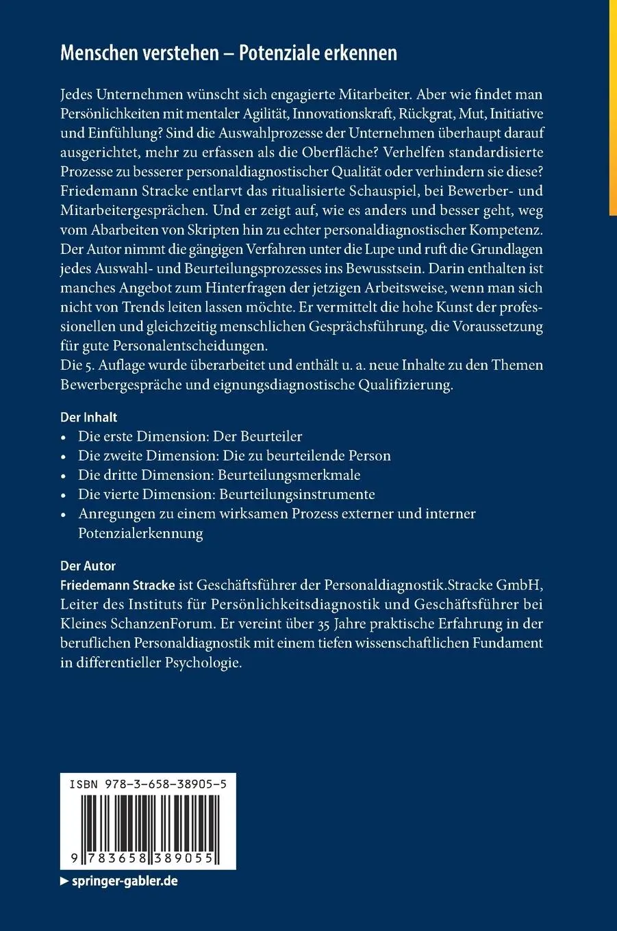 Rückseite: 9783658389055 | Menschen verstehen - Potenziale erkennen | Friedemann Stracke | Buch