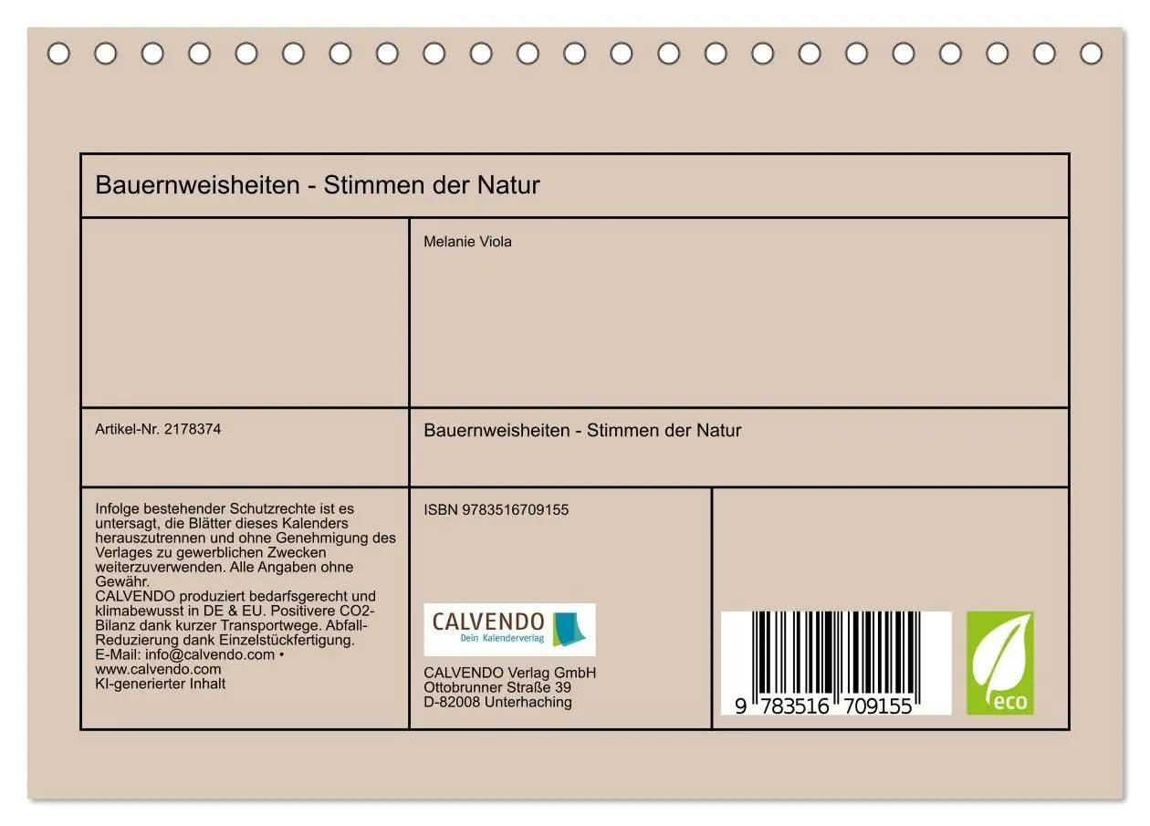 Bild: 9783516709155 | Bauernweisheiten - Stimmen der Natur (Tischkalender 2026 DIN A5...