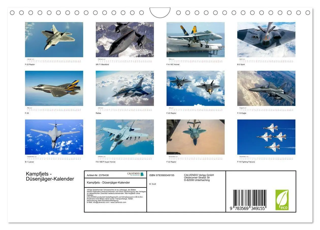 Bild: 9783569349155 | Kampfjets - Düsenjäger-Kalender (Wandkalender 2027 DIN A4 quer),...