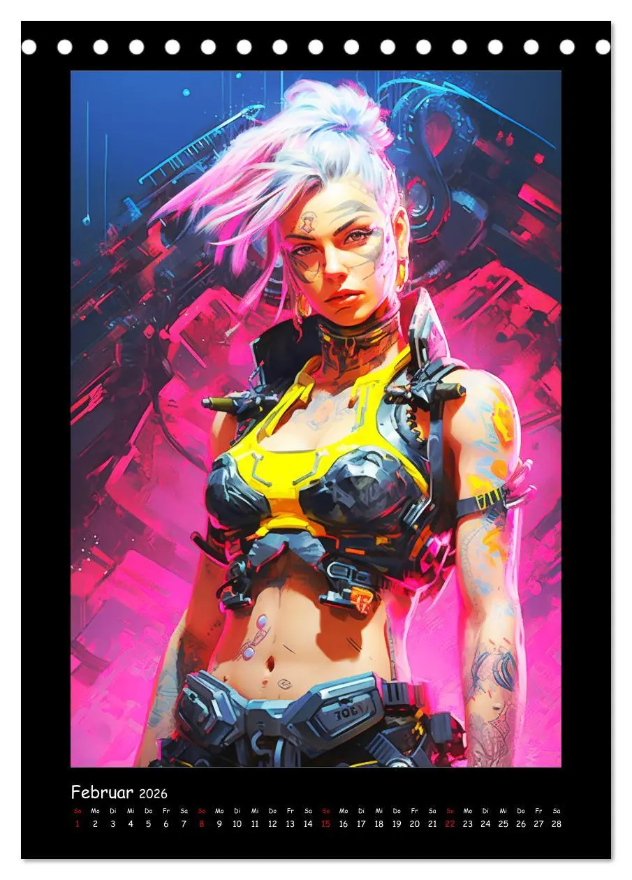 Bild: 9783516309355 | Cyberpunk. Futuristische Heldinnen (Tischkalender 2026 DIN A5...
