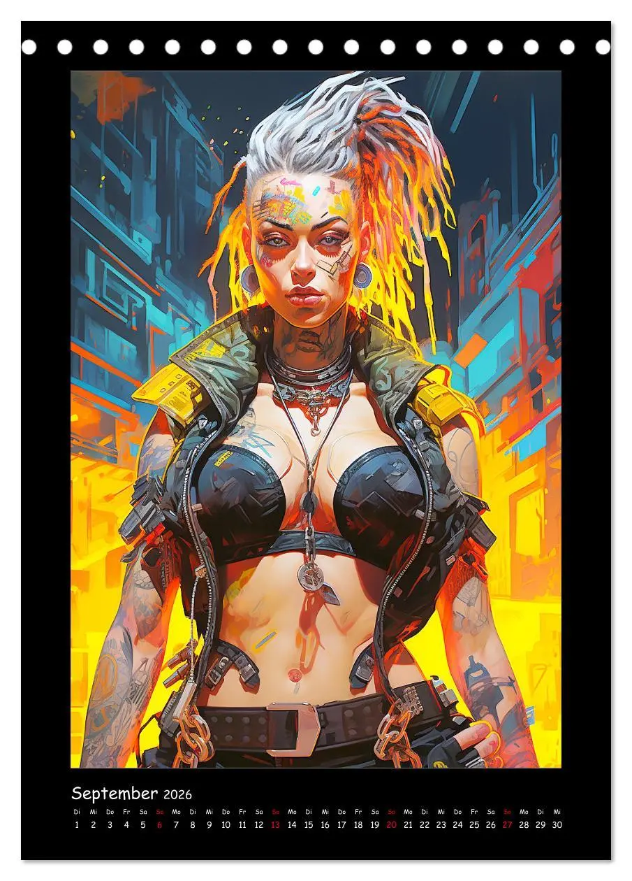 Bild: 9783516309355 | Cyberpunk. Futuristische Heldinnen (Tischkalender 2026 DIN A5...