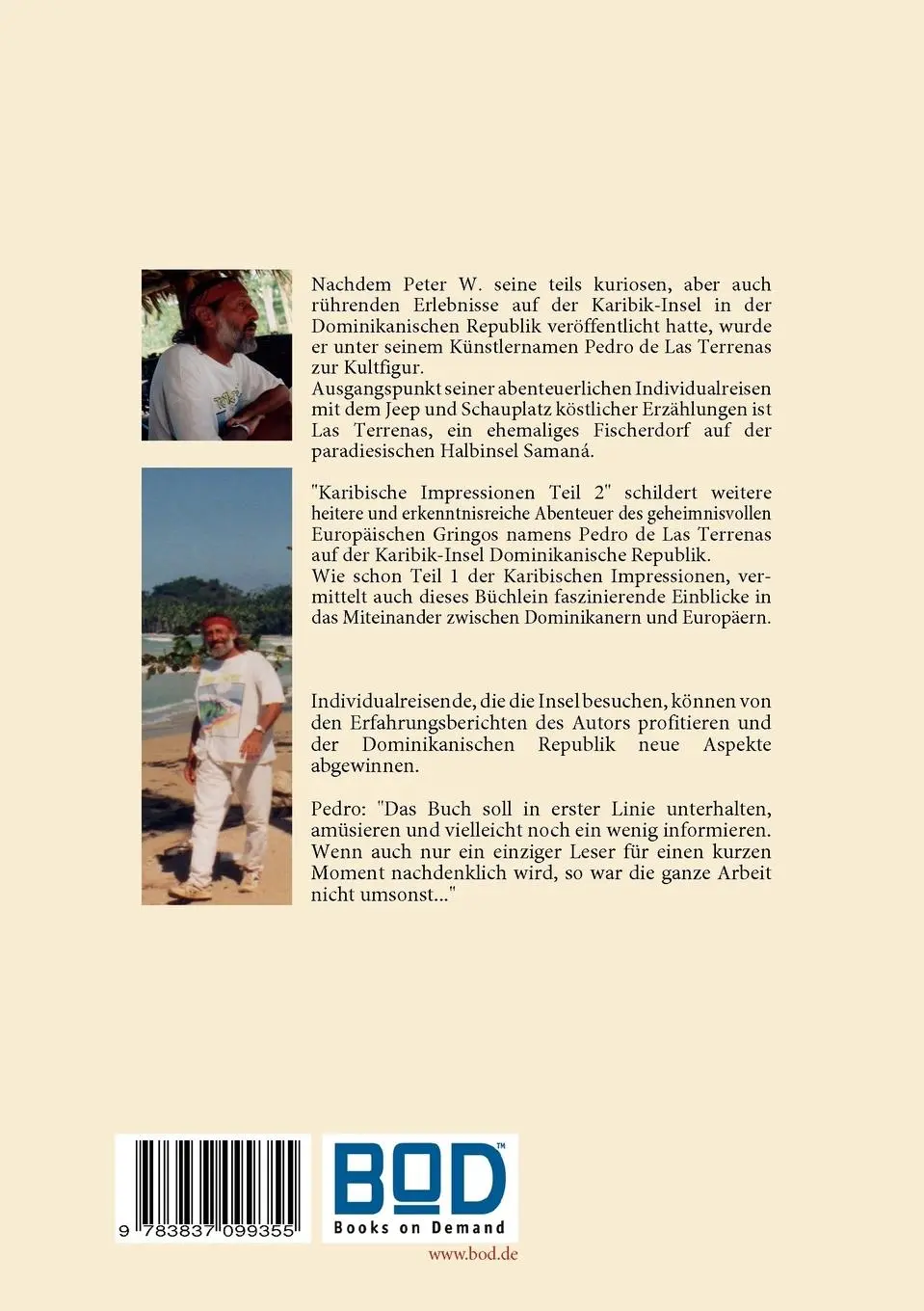 Rückseite: 9783837099355 | Karibische Impressionen Teil II | Pedro De Las Terrenas | Taschenbuch