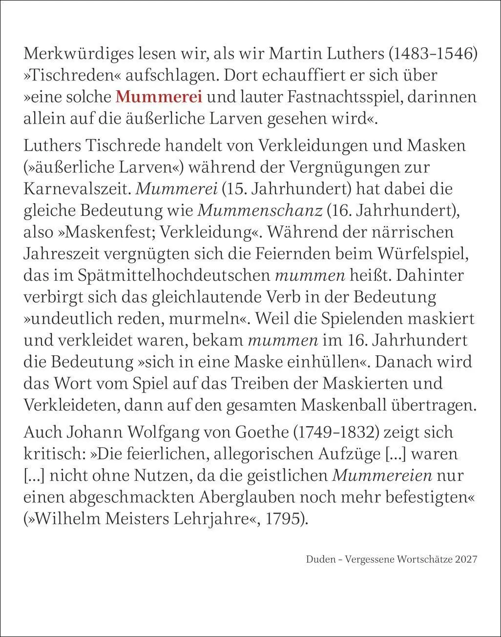 Bild: 9783840039355 | Duden Vergessene Wortschätze Tagesabreißkalender 2027 | Maik Goth