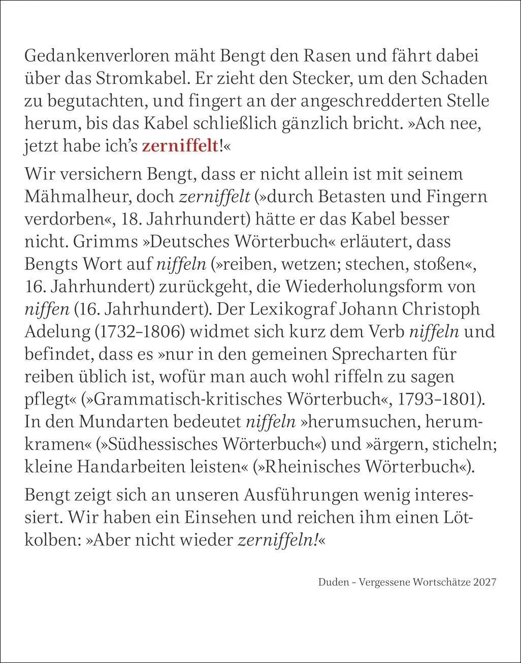 Bild: 9783840039355 | Duden Vergessene Wortschätze Tagesabreißkalender 2027 | Maik Goth