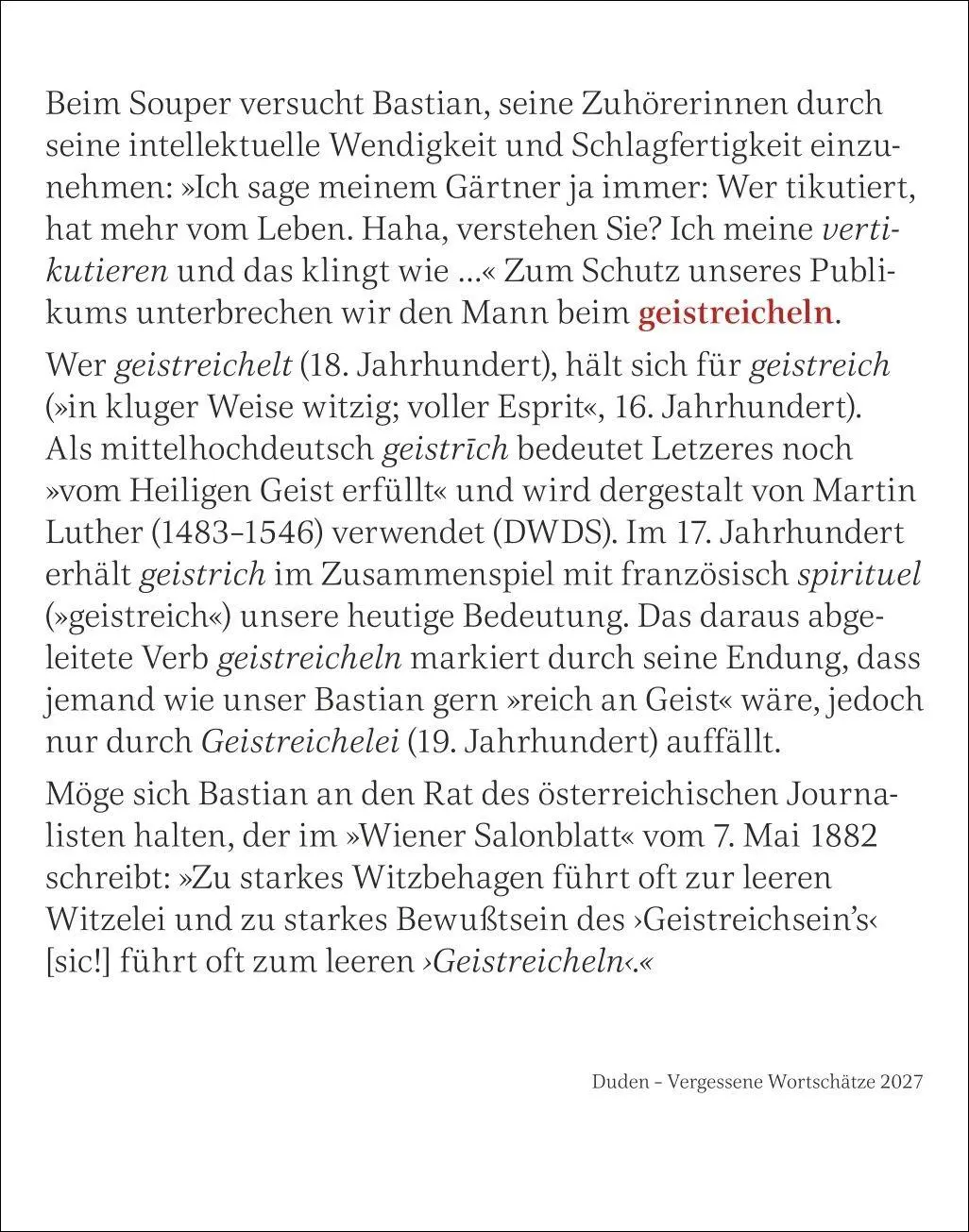 Bild: 9783840039355 | Duden Vergessene Wortschätze Tagesabreißkalender 2027 | Maik Goth