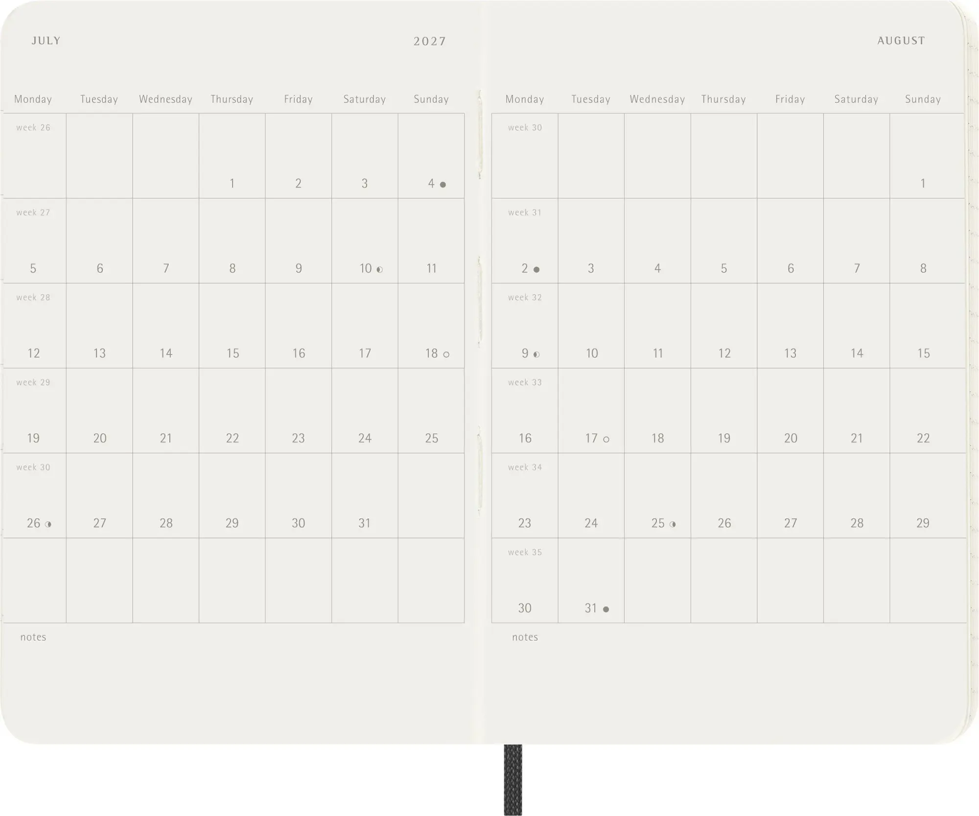 Bild: 8056999279455 | Moleskine 12 Monate Tagesnotizkalender 2027, P/A6, 1 Tag = 1 Seite,...