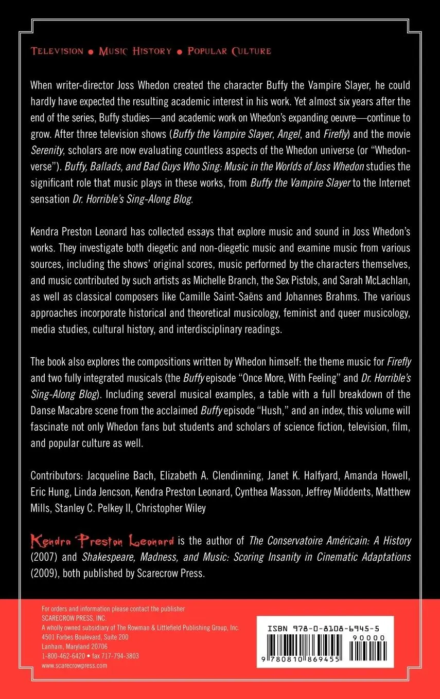 Rückseite: 9780810869455 | Buffy, Ballads, and Bad Guys Who Sing | Kendra Preston Leonard | Buch