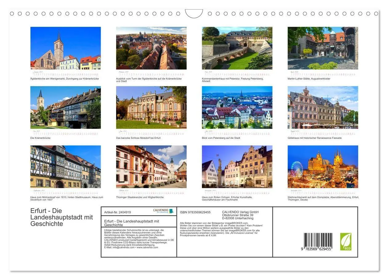 Bild: 9783569629455 | Erfurt - Die Landeshauptstadt mit Geschichte (Wandkalender 2027 DIN...