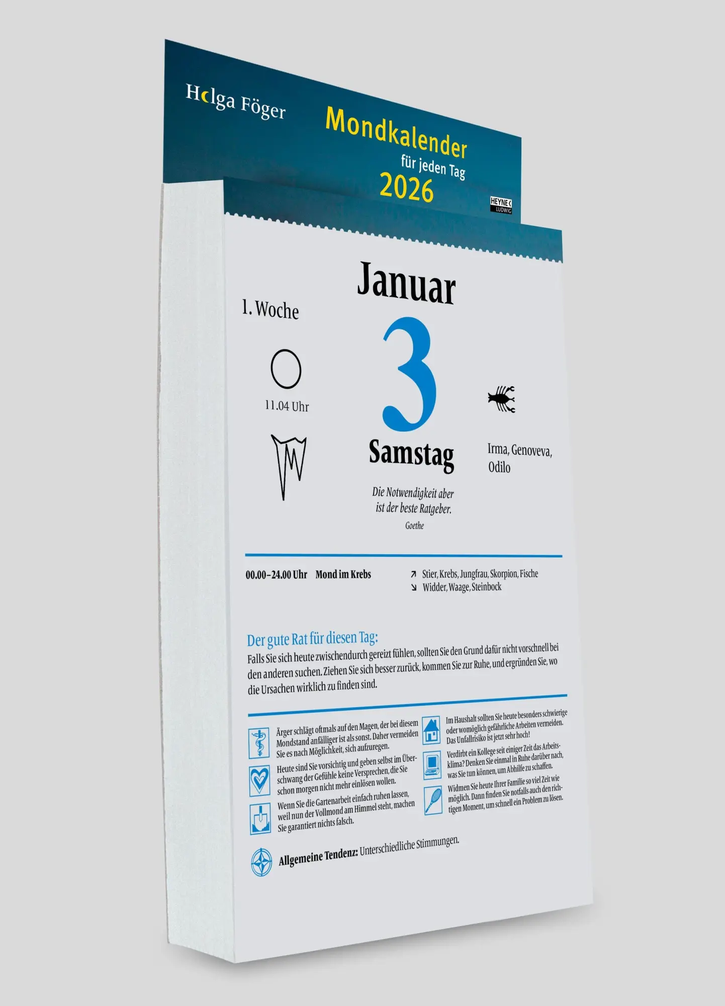 Bild: 9783453239555 | Mondkalender für jeden Tag 2026 | Helga Föger | Kalender | 392 S.