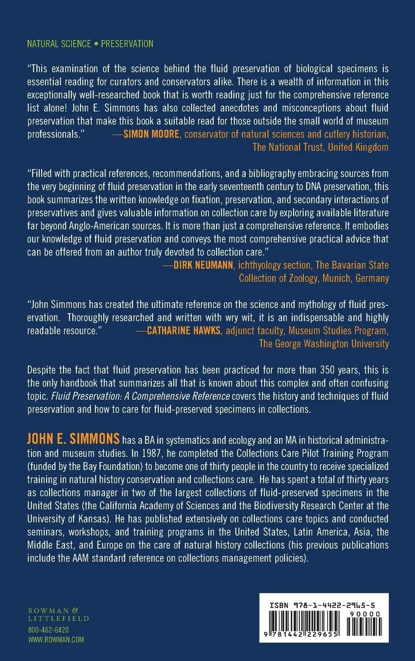 Rückseite: 9781442229655 | Fluid Preservation | A Comprehensive Reference | John E. Simmons