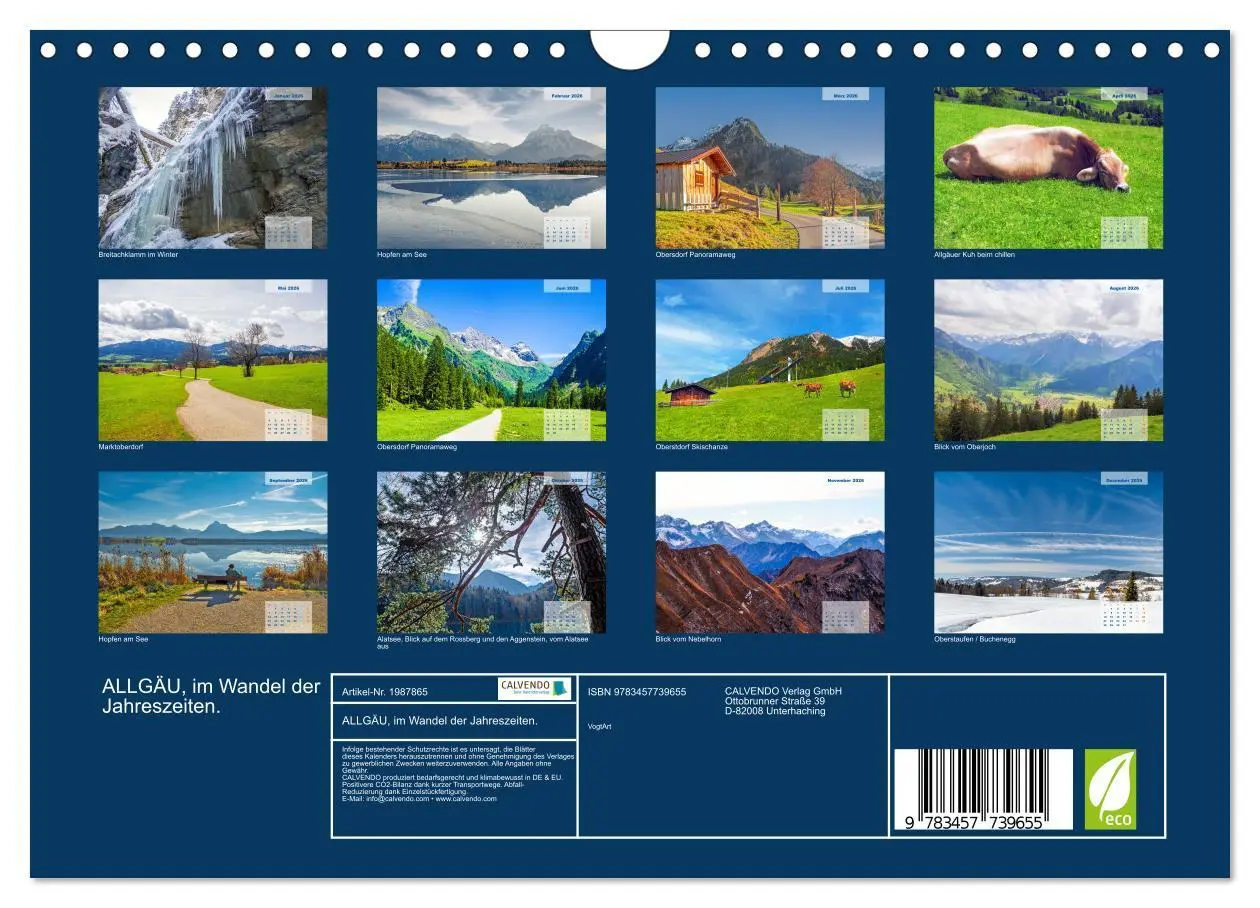 Bild: 9783457739655 | ALLGÄU, im Wandel der Jahreszeiten. (Wandkalender 2026 DIN A4...