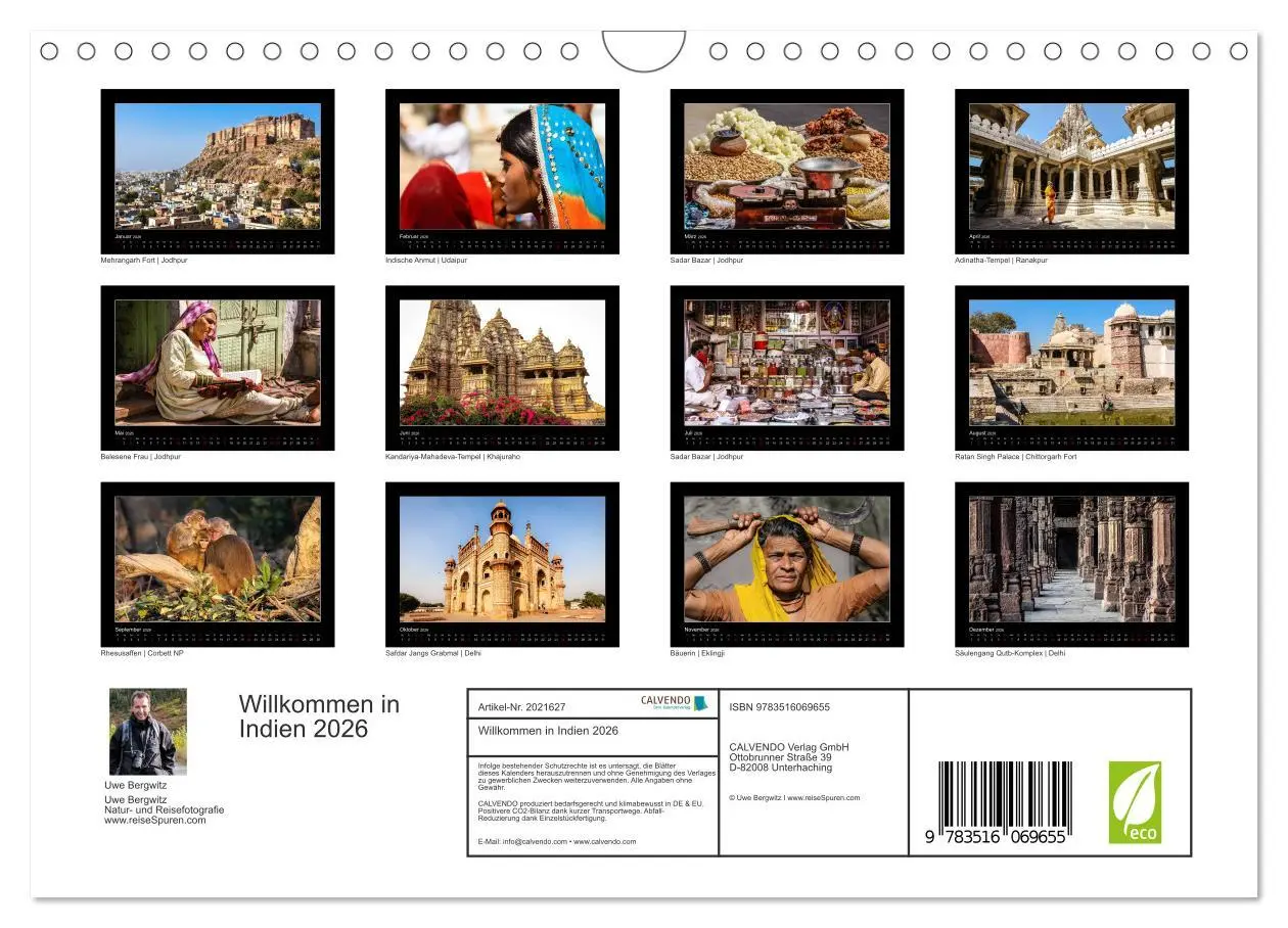 Bild: 9783516069655 | Willkommen in Indien 2026 (Wandkalender 2026 DIN A4 quer), CALVENDO...