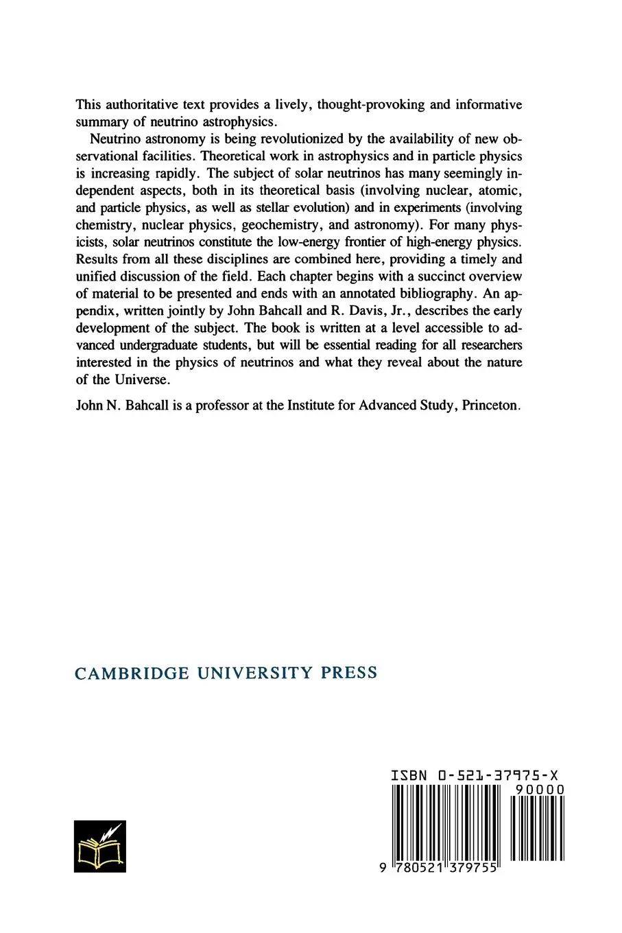 Rückseite: 9780521379755 | Neutrino Astrophysics | John N. Bahcall | Taschenbuch | Englisch
