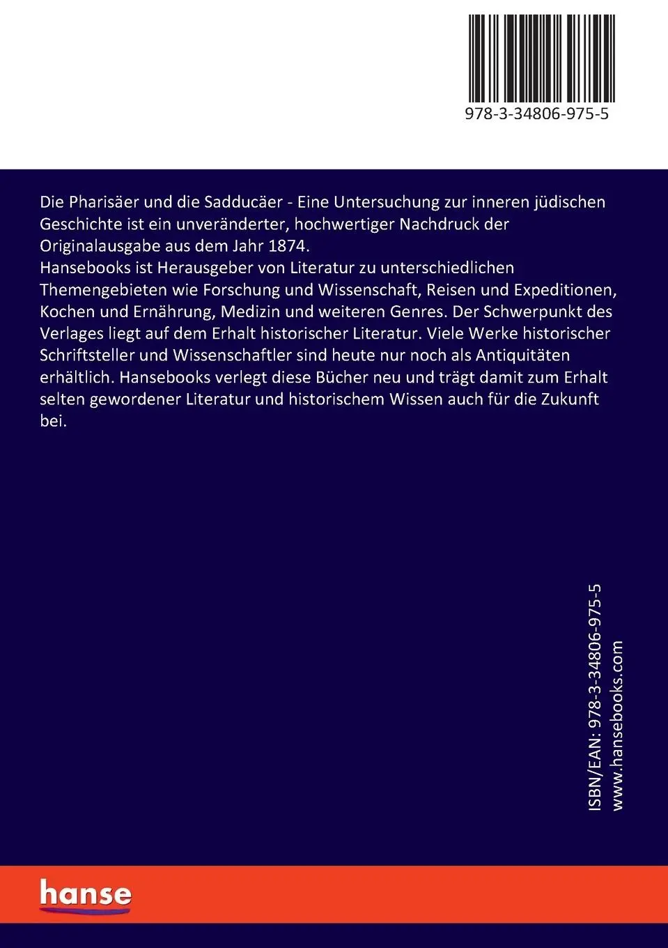 Rückseite: 9783348069755 | Die Pharisäer und die Sadducäer | Julius Wellhausen | Taschenbuch