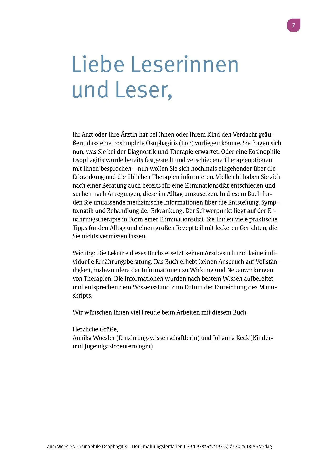 Bild: 9783432119755 | Eosinophile Ösophagitis - Der Ernährungsleitfaden | Woesler (u. a.)