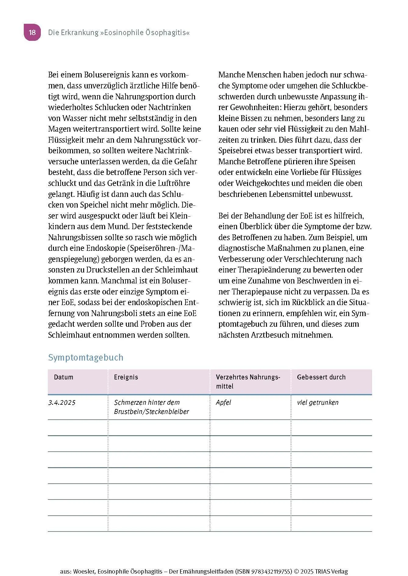 Bild: 9783432119755 | Eosinophile Ösophagitis - Der Ernährungsleitfaden | Woesler (u. a.)