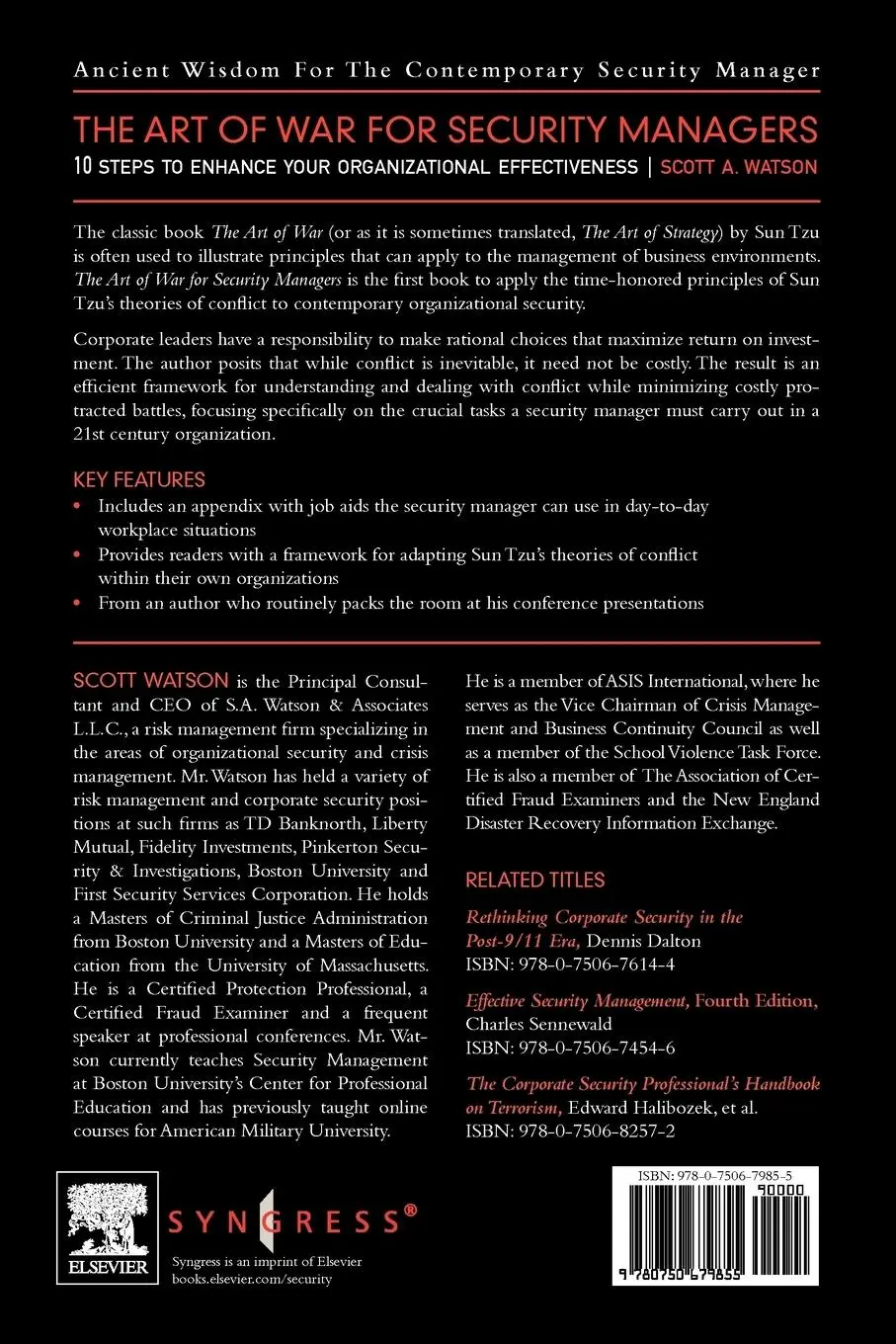 Rückseite: 9780750679855 | The Art of War for Security Managers | Scott Watson | Taschenbuch